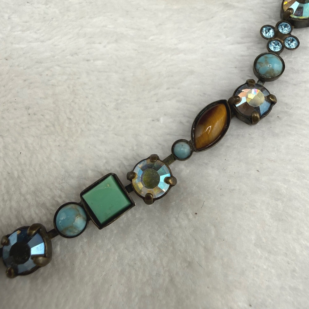 Sorrelli Necklace Multicolor Rhinestone Crystal Statement Boho Collar 16" READ
